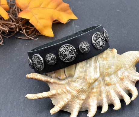 Yggdrasil Lederarmband verstellbar - schwarz 