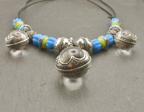 Gotland-Kette in Silber Blau und Gelb