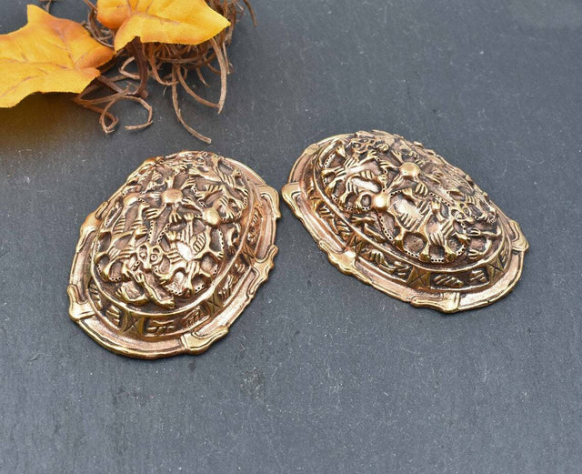Massive Wikinger Schildkrötfibeln - Borre-Stil ca. 9. - 10. Jh. aus Bronze