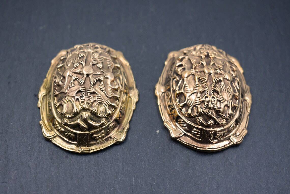 Massive Wikinger Schildkrötfibeln - Borre-Stil ca. 9. - 10. Jh. aus Bronze