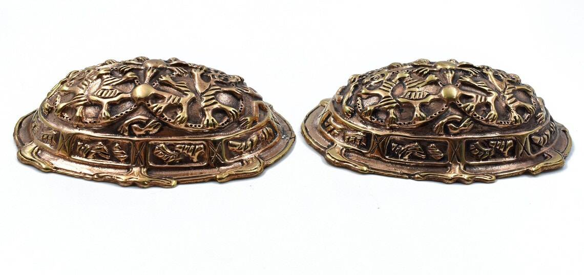 Massive Wikinger Schildkrötfibeln - Borre-Stil ca. 9. - 10. Jh. aus Bronze