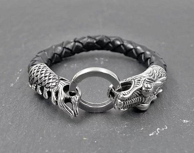 Lederarmband mit Drachenkopf