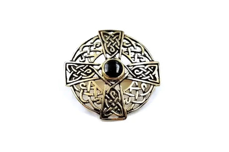 Keltische bronzebrosche mit edelstein - schwarz - brosche