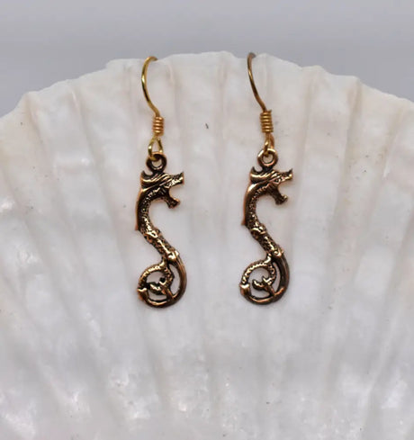 Keltische drachen-ohrringe aus bronze - ohrringe