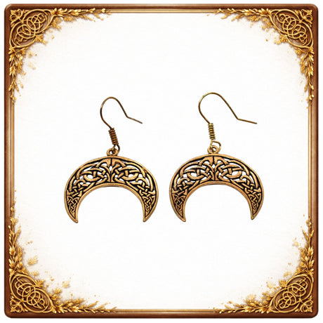 Keltische lunula ohrringe aus bronze mit knotenmotiv