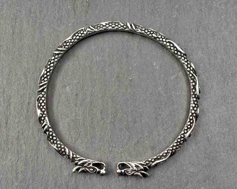 Wikinger Armreif mit Drachen - Bronze oder 925er Silber