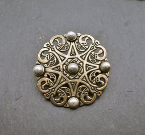 Große Scheibenfibel im Trewhiddle-Stil - Wikinger Brosche in Bronze