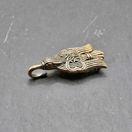 Raben-wadenwickelhaken 1 stück - größe ca. 4.2 cm x 1.8 - aus schmuckbronze - gewandhaken