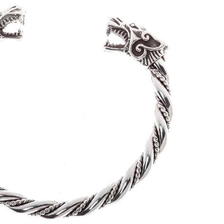 Wikinger armreif mit wolfsköpfen - groß -aus 925er-silber umfang innen ca. 18 cm - ø 6.6 - gewicht: 47 gr.