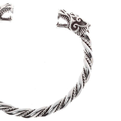 Wikinger Armreif mit Wolfsköpfen aus 925er-Silber